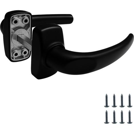 2 - Poignée De Porte - Aluminium - Noir - Design Ambidextre Avec Cache-vis Rotatif - Pour Portes Intérieures Et Extérieures - 22,5x4,8cm