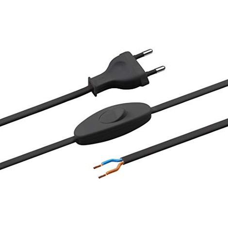 Meister 7442520 Cavo di Alimentazione con Interruttore H03VVH2-F 2 x 0,75, 2 m, Nero, 1 pezzo (1/3)