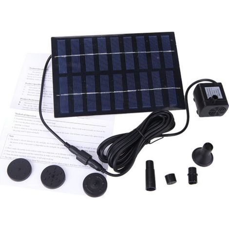 Pompe solaire pour fontaine, 9 V, 1,8 W, 165 l/h, panneau solaire PET, kit d'irrigation pour fontaine, bassin, piscine, jardin