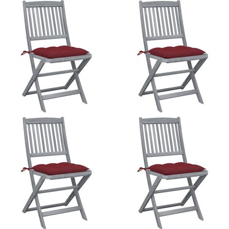Chaises pliables d'extérieur 4 pcs avec coussins Bois d'acacia 48 (1/5)