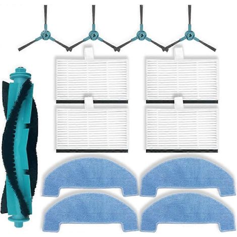 Pièces détachées pour aspirateurs Proscenic Q8 / Q8Max, Mova E10, Ultenic D10 et Ultenic T10 Lite : brosse latérale principale, filtre HEPA et chiffon de nettoyage. (1/5)
