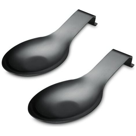 BUNTHAUS Repose Cuillère En Noir Mat, Porte Cuillère En Acier Inoxydable Pour Cuisinière, Porte Stensiles De Cuisine Pour Louches, Pinces, Spatule, Porte-cuillère Pour Cuisinière (2PC-9,5 Pouces) (1/5)