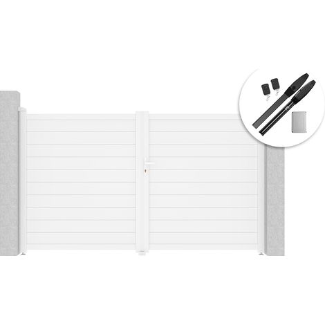 Portail battant 3m EIGER H.180cm blanc + Motorisation HICKER B200 (1/5)