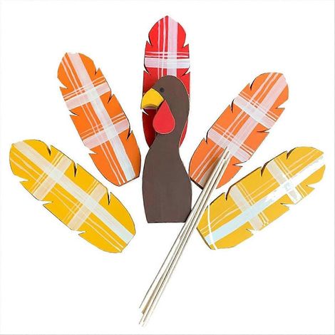 Pflanzstäbe in Form von Truthähnen aus Holz, Thanksgiving-Dekorationen (1/5)