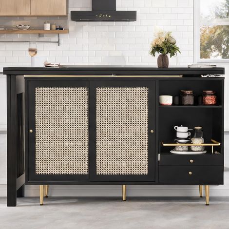 Buffet coloris noir en MDF 73,6 x 31,4 x 29,9 cm (1/5)