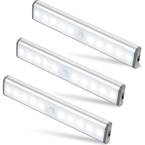 Nachtlicht mit magnetischem Bewegungsmelder, 10 LEDs, wiederaufladbar über USB, Dämmerungssensor, automatische Ein-/Ausschaltfunktion.