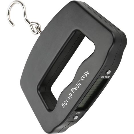 Mini balance électronique portable numérique à main 50 kg 10 g avec pendentif hameçon gradué et écran LED rétroéclairé bleu. (1/5)