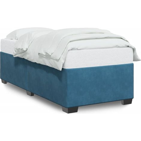 Lit simple,Lit adulte,Cadre de lit sans matelas bleu 90x190 cm velours CFW9064404 (1/5)