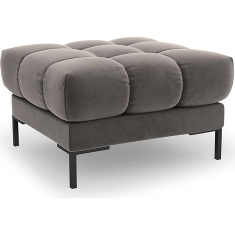 Pouf en velours gris clair (1/5)