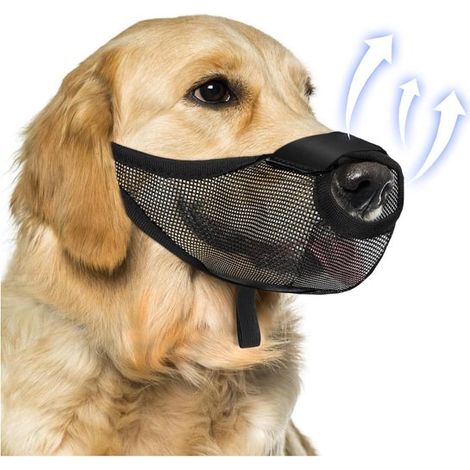 Bozal para perros - Transpirable - Seguridad canina - Ajuste regulable - Talla L - Negro (1/5)