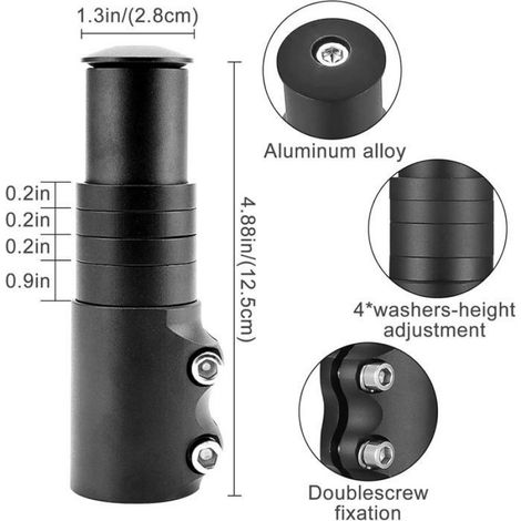 Rehausse Potence VTT Potence de Guidon Fourche Extenseur Réglable Rallonge Potence Velo en Alliage d'Aluminium Rallonge (1/5)