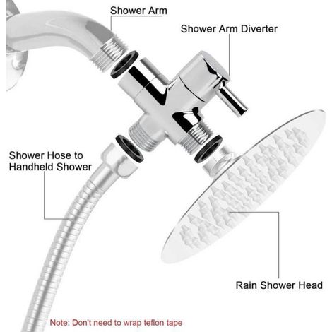 Robinet de douche 3 voies G1/2 en laiton chromé, adaptateur universel pour douche solaire, salle de bain ou jardin (1/5)