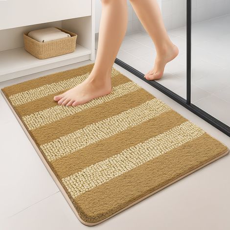 Tapis de Bain Antidérapant chenille microfibre 40x60cm beige
