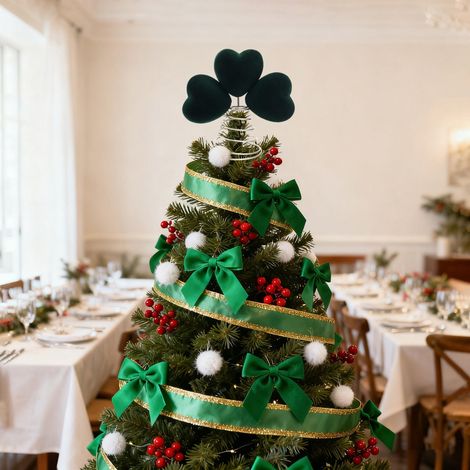 Tree Topper - Trefoil Clover Decoration - For Christmas Tree And St Patrick's Day - Plastic - 22x20cm - 1 Piece (1/5)