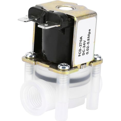 Électrovanne en plastique 1/4 pouce normalement fermée (N/C), 24 V CC, pour machine à eau pure