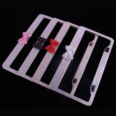 Cadre de plaque d'immatriculation blanc et noir, kit de fixation pour plaque auto, accessoire de montage universel, finition bicolore, étanche et résistant aux intempéries (1/5)