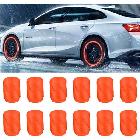 12 Pièces Bouchons Valve Fluorescent Pneu, Bouchon De Valve Lumineux pour Voiture, Couvercle Bouchon d'air Fluorescent pour Pneu Automobile Les Automobiles Motosl Camions(Orange) (1/5)