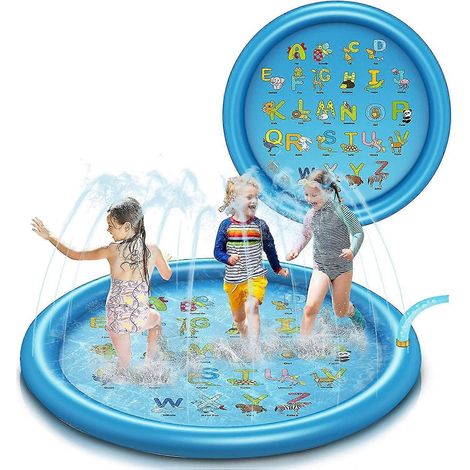 Tapis de jeu aquatique pour tout-petits de 173 cm (68 pouces) avec arroseurs pour enfants, idéal pour les jeux d'eau en extérieur (1/5)