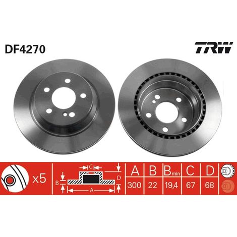 DISQUE DE FREIN ARRIÈRE DF4270 TRW (1/2)