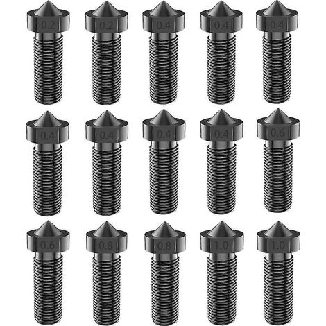 Kit de 15 buses renforcées pour imprimante 3D : 7 buses de 0,4 mm et 2 buses résistantes à l’usure (0,2/0,6/0,8 mm). (1/5)