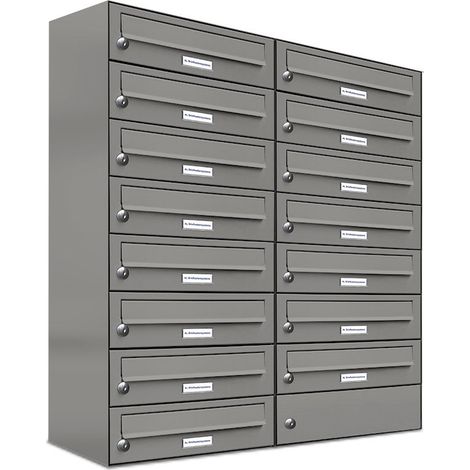 15er Premium Briefkasten Aluminiumgrau RAL Farbe 9007 für Außen Wand Postkasten 2x8 (1/5)