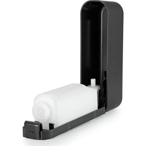 Distributeur de savon manuel 300 ml, à pression, en ABS, mural, pour gel douche, idéal pour la maison et l'hôtel (noir). (1/2)