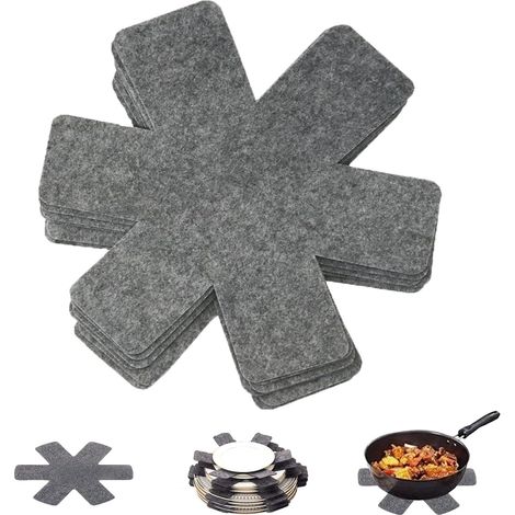 Lot de 9 protège-poêles en Feutre (38 cm), Dessous de Plat antidérapants pour poêles Tefal/WMF/Elo, Ustensiles de Cuisine pour protéger Les Meubles et Prolonger la durée de Vie de la poêle (1/5)