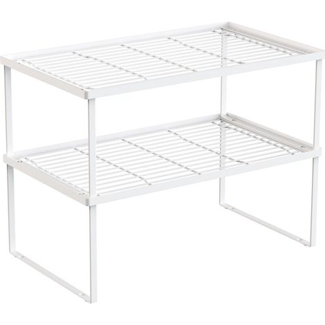 Étagère de rangement empilable en métal pour cuisine, blanc (1/5)