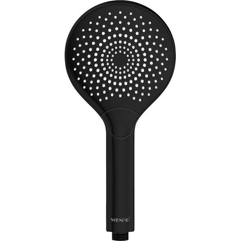 Wenko Soffione doccia Watersaving nero opaco, doccetta universale con sistema di risparmio d'acqua e 3 tipi di getto (1/5)