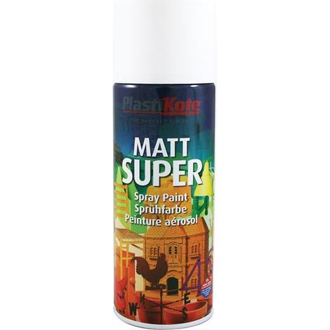 PlastiKote Super Spray Matte White Paint RAL 9016, 400ml