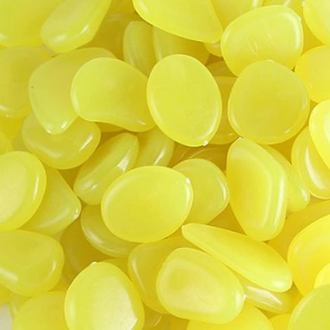 300 Pièces Pierre Lumineuse Galet Lumineux Cailloux Brillants dans Le Noir pavés pour Maison Jardin Passerelle Aquarium Patio Pelouse Décoratives Jaune 17-13mm (1/5)