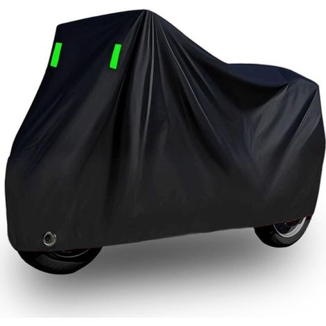 Ganzjahres-Motorradabdeckung, Autoabdeckung, wasserdicht und wetterfest, Sonnenschutz und reißfest, mit Ösen zur Befestigung bei Nacht – 230 x 95 x 125 cm (1/5)