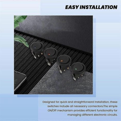 24 interruptores basculantes redondos con punto, 20 A, 12 V CC, control de encendido/apagado para coche o barco con luz LED. (1/4)