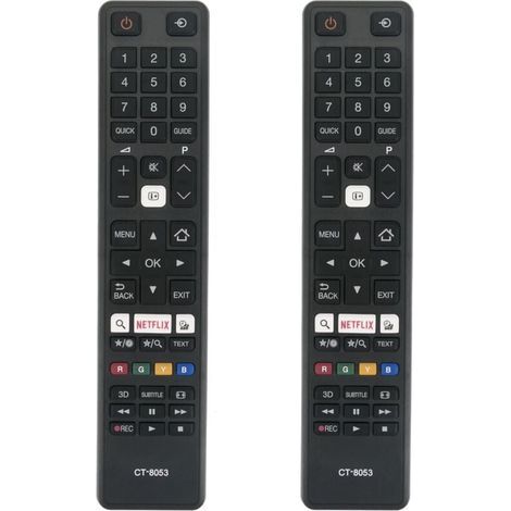 2Pcs CT-8053 Remplacer la Télécommande adaptée à Toshiba TV 43L3733DG 65U6763DA 32W3763DG 32W3753DG 75U6763DA 28W3754DG 43U6763DG 40L3663DG 43U6763DA 49U5766DA 49L3763DG49V6763DG 55X9863DA (1/4)