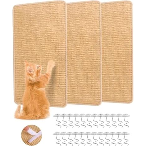 Lot de 3 griffoirs pour chats 50x25 cm sisal naturel autocollant protection meubles canapés murs (1/4)