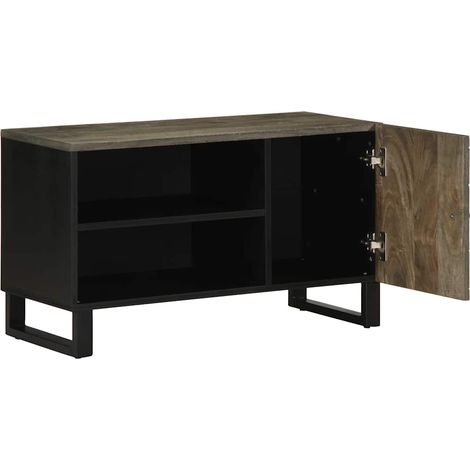 Meuble TV,Banc TV,Armoire TV noir 80x33x46 cm bois massif de manguier CFW435717 (1/5)