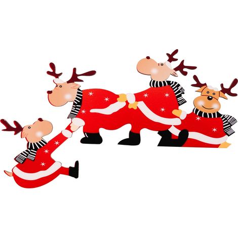 Porte-Décor En Bois - Décoration De Coin De Porte De Noël - Santa Claus Et Bonhomme De Neige - Pour Cadre De Porte Mur Armoire Fenêtre Miroir Table - 1 Pièce (1/5)
