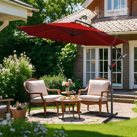Jiubiaz Sonnenschirm 3m Rot – Auffälliger Gartenschirm für Terrasse, Grillplatz & sommerliche Outdoor-Momente