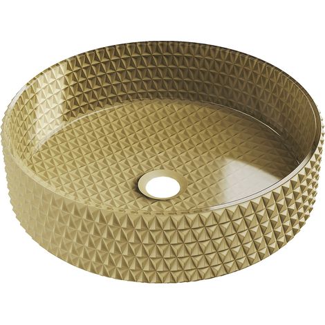 Mexen Aura lavabo sobre encimera de cristal 39 x 39 cm, dorado - 24013950