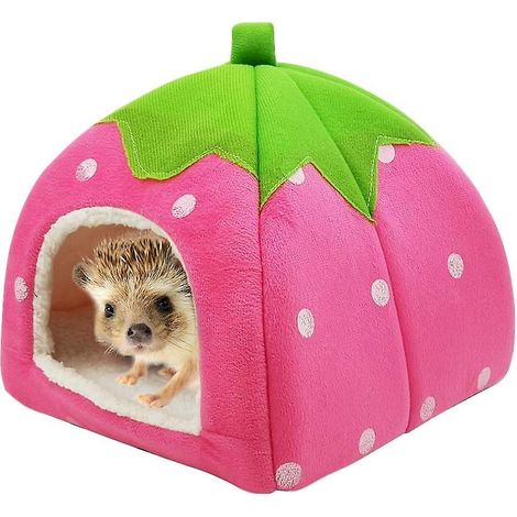 2-in-1 Erdbeerhaus-Nest für Rennmäuse und Hamster mit warmem Totoro-Zelt – herausnehmbares, rutschfestes Bett für Kleintiere (1/5)