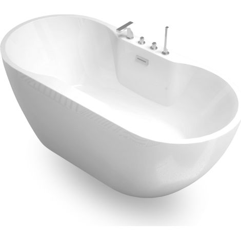 Vasca da bagno free standing ovale in acrilico bianco lucido misure 170x80x60 cm - confezione 1 (1/3)