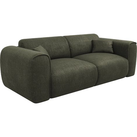 Divano letto 3 posti express in Tessuto testurizzato verde cachi Letto 140 cm Materasso 13 cm memory foam - POGNIA (1/5)