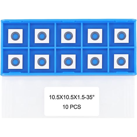 Plaquettes de coupe carrées droites en carbure de tungstène 10,5mm (10,5 x 10,5 x 1,5mm) pour outils tournage bois et Bois Spirale Raboteuse Head, 10 pièces (1/5)