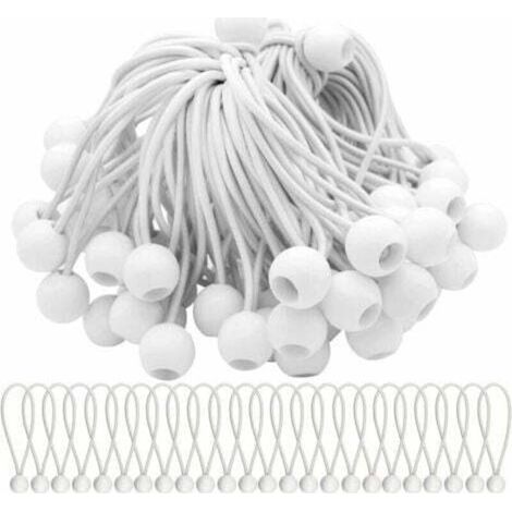 Pack of 50 elastic tensioners with elastic balls for marquees, tents, banners and tarpaulins.