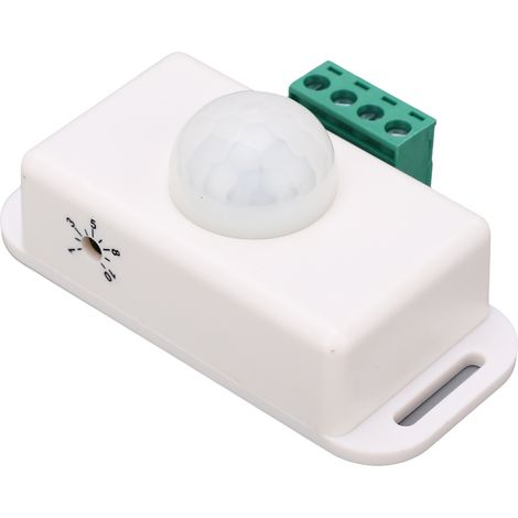 Interrupteur de détection de mouvement infrarouge à temporisation réglable, 6 A, 12-24 V, blanc (1/5)