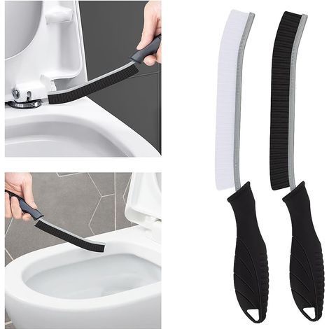 Brosse Toilettes WC - Brosses de Nettoyage à Poils Durs, Brosse Joint Carrelage Montage Mural, Outil de Nettoyage pour Évier de Cuisine, Baignoires (2, Noir) (1/5)