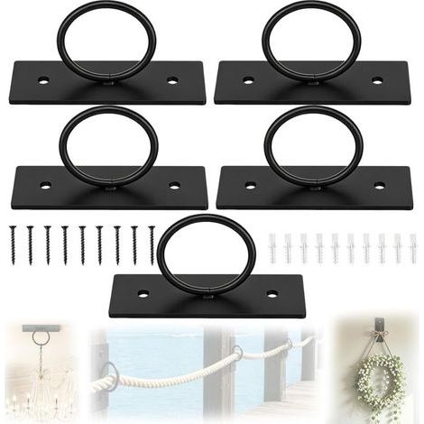 Supports De Corde, Kit De Fixation 5 Pièces équerres Anneaux Et Supports Pour Clôtures Escaliers Garde Corps De Terrasse Et Mains Courantes Quincaillerie Murale Pour Une Installation Facile (1/5)