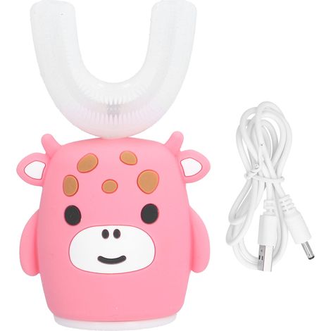 Brosse à dents électrique ultrasonique pour enfants en forme de U - Rose (1/5)