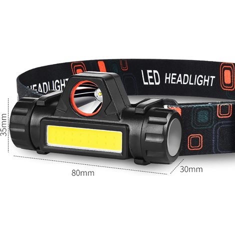 Mini lampe frontale LED rechargeable USB, angle réglable, étanche et légère (COB) pour l'alpinisme, la pêche nocturne et les travaux extérieurs. (1/5)