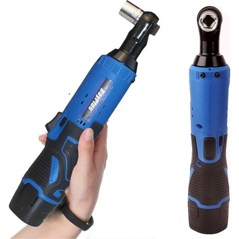 Clé à cliquet électrique sans fil 3/8" 100 N.M 230 tr/min 12 V Power Kit de clés à cliquet avec 7 prises de courant, 2 batteries lithium-ion et un chargeur rapide pour réparation, entretien